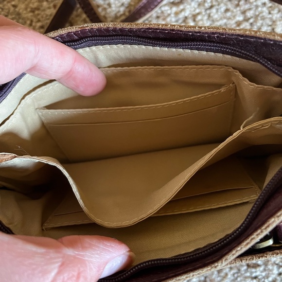 J. Jill Small Red Brown Genuine Leather Crossbody Purse with Zipper Closure - Picture 5 of 11